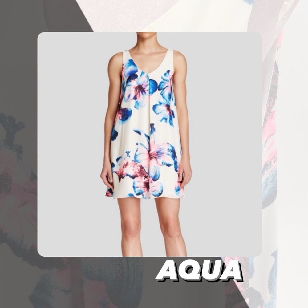 NWT Aqua Floral Trapeze Dress